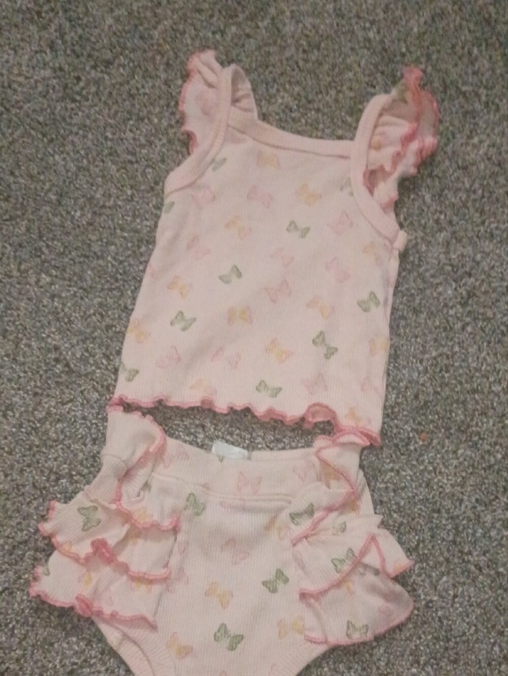 Pink Butterfly Ruffle Tank & Ruffle Bloomers Set - Picture 2 of 7